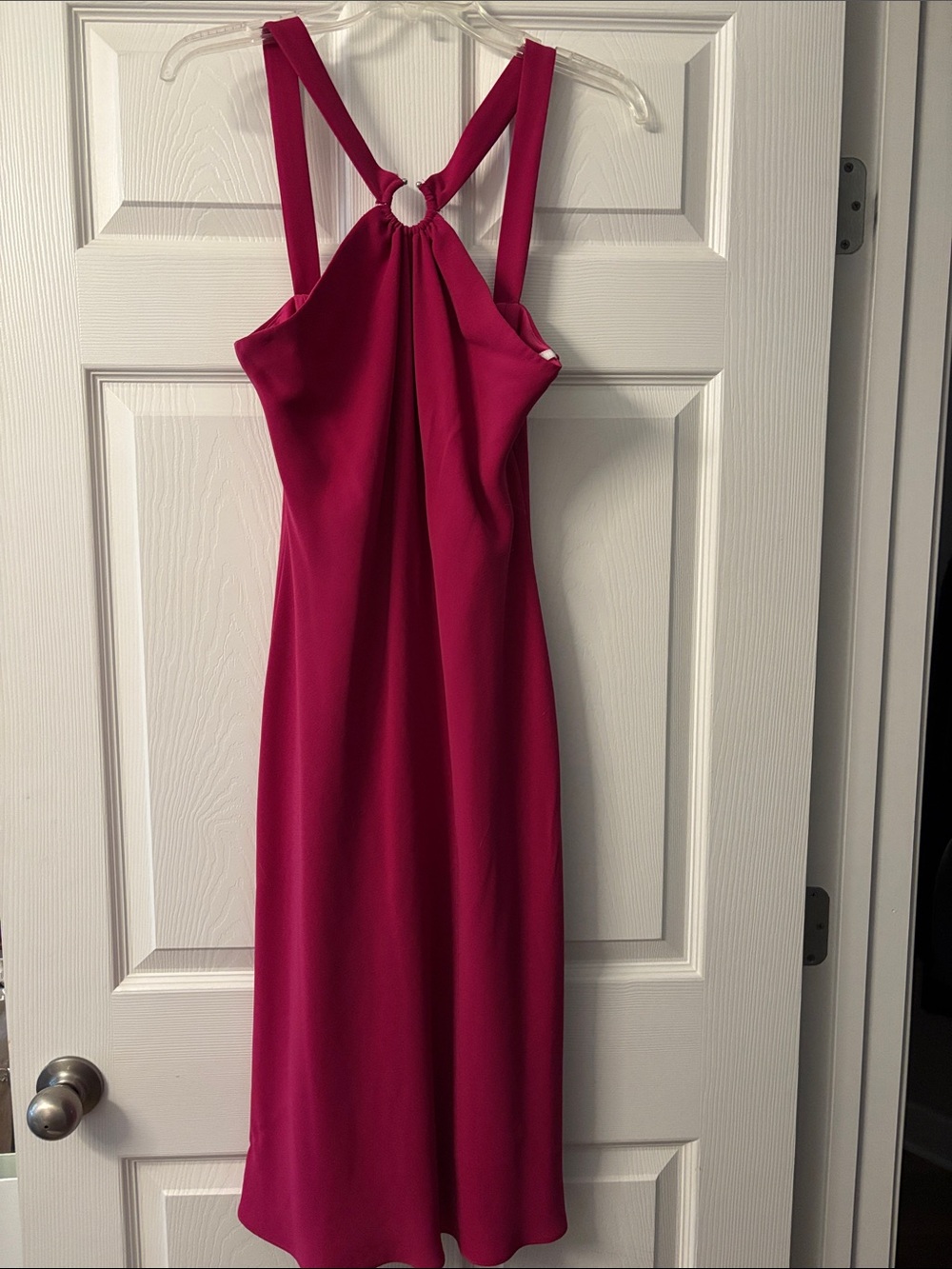 S.L. Fashions Fuchsia Midi Dress with Ring-Back Straps